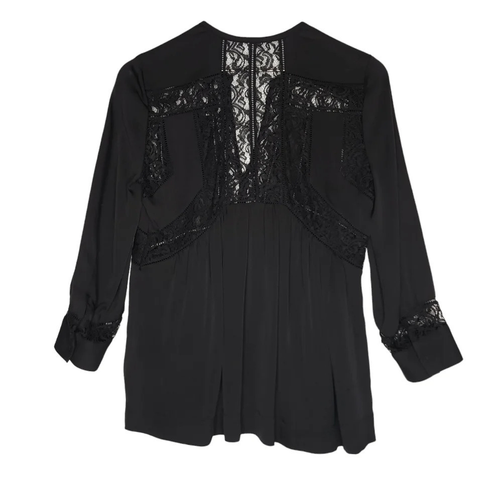 Rebecca Taylor Silk Vneck Lace Blouse